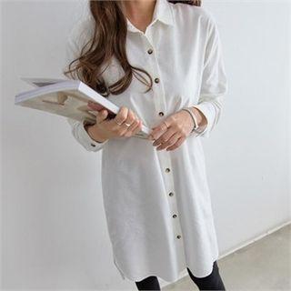 Dip-back Plain Shirtdress