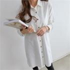Dip-back Plain Shirtdress
