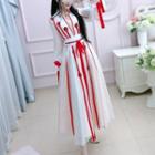 Long-sleeve Floral Maxi Hanfu Dress