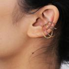 Rhinestone Hoop Earring 1 Pc - 1950 - Gold - One Size