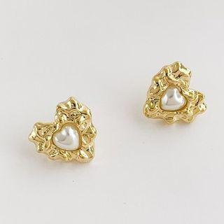 Heart Faux Pearl Alloy Earring