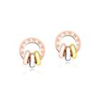 Fashion Classic Plated Rose Gold 316l Stainless Steel Roman Numeral Geometric Circle Stud Earrings Rose Gold - One Size
