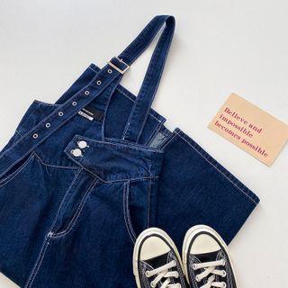 Single-strap Denim Midi Overall Dress