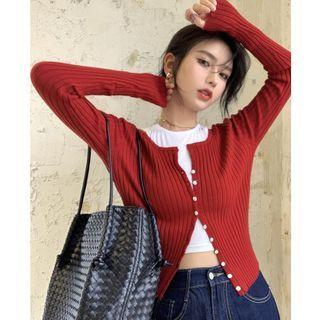 Plain Slim-fit Cardigan / Plain Cropped Tank Top