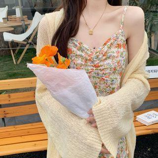 Floral Midi A-line Dress / Light Jacket
