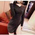 Side Tie Long-sleeve Bodycon Dress