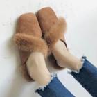 Faux Fur-strap Square-toe Mules