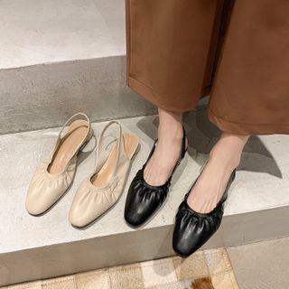 Shirred Slingback Sandals