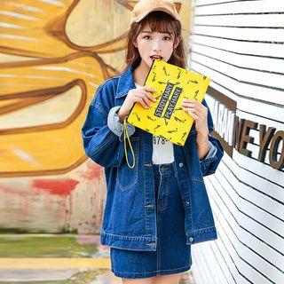 Set: Buttoned Denim Jacket + Mini Skirt