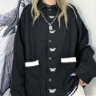 Butterfly Embroidered Button-up Jacket