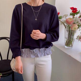 Striped-trim Drawstring-waist Top