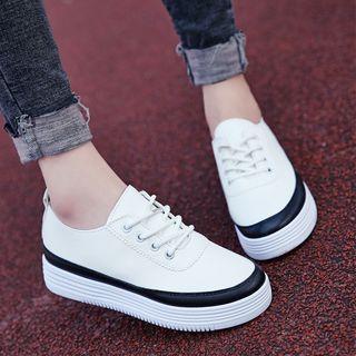Contrast Trim Platform Lace Up Shoes