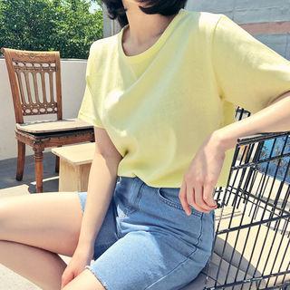 Round-neck Pastel Color T-shirt