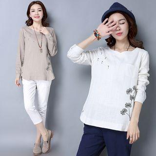 Dandelion Print Long Sleeve Top