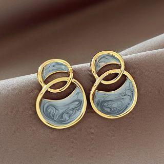 Geometry Drop Earring 1 Pair - Silver Stud - Gold - One Size