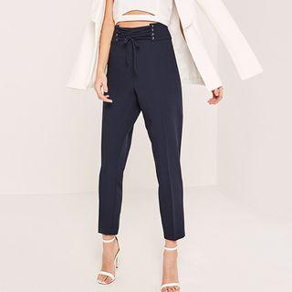 Lace Up Front Tapered Pants