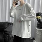 Long-sleeve Button-side T-shirt