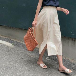 Slit A-line Long Skirt