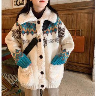 Shearling Pattern Printed Cardigan