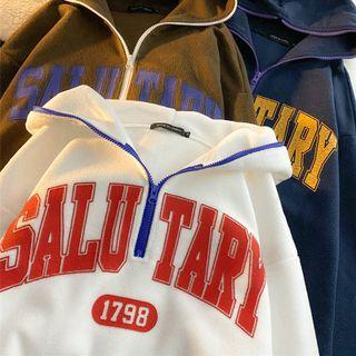Long-sleeve Half-zip Lettering Hoodie