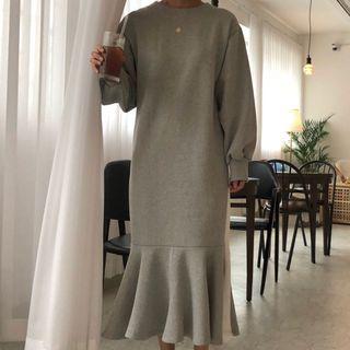 Long-sleeve Mermaid Midi Sweatshirt Dress