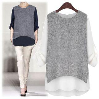 Cuff Sleeve Mock Two-piece Top
