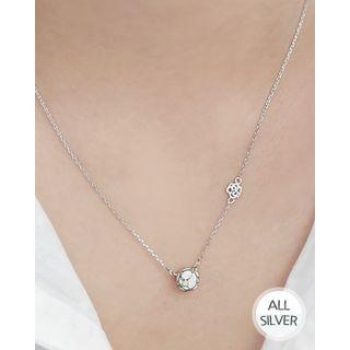 Gemstone-pendant Silver Chain Necklace