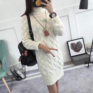 Plain Cable Knit Sweater Dress