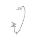 Elegant Double Butterfly Open Bangle Silver - One Size