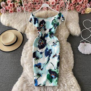 Ruffle Floral Print Sheath Dress