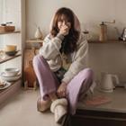 Zip-up Fleece-lined Hoodie Oatmeal - One Size