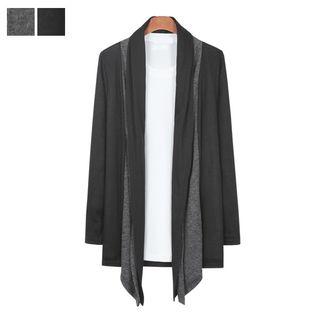Shawl-collar Two-tone Cardigan