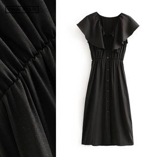 Cap Sleeve Buttoned A-line Dress
