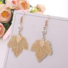 Perforated Leaf Dangle Earring Gold - One Size