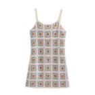 Spaghetti-strap Crochet Knit Mini A-line Dress