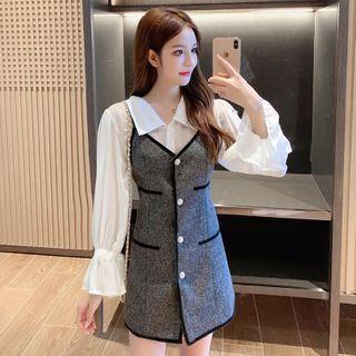 Set: Sheer Shirt + Spaghetti Strap Dress