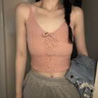 Lace-up Knit Cropped Camisole Top