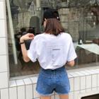 U-neck Lettering-back T-shirt