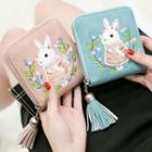 Tassel Rabbit Embroidered Faux Leather Wallet