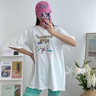 Unicorn-print Boxy T-shirt