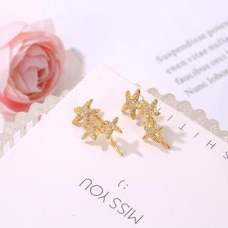Star Stud Earring 01-1978 - 1 Pair - Gold & White - One Size