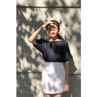 Frill-trim Linen Blend Miniskirt