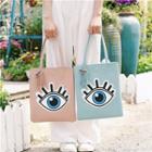 Eye Applique Faux Leather Shopper Bag