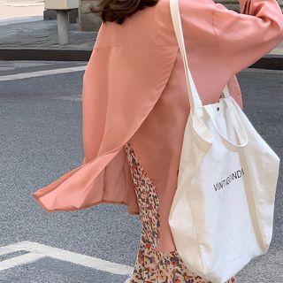 Plain Slit-back Long-sleeve Blouse