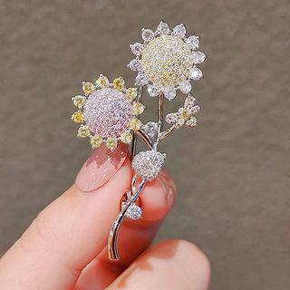 Sunflower Rhinestone Alloy Brooch