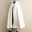 Flower Embroidered Hooded Cape