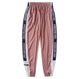 Couple Matching Lettering Trim Drawstring Sweatpants