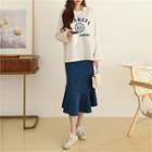 Set: Printed T-shirt + Long Mermaid Skirt