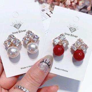 Rhinestone Faux Pearl / Bead Earring