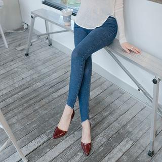 High-rise Fray-hem Skinny Jeans
